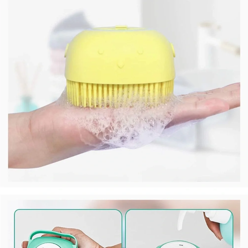 DUALSHINE Upgraded Dog Bath Brush,Dog Scrubber Best Pet Bathing Tool & shampoo
